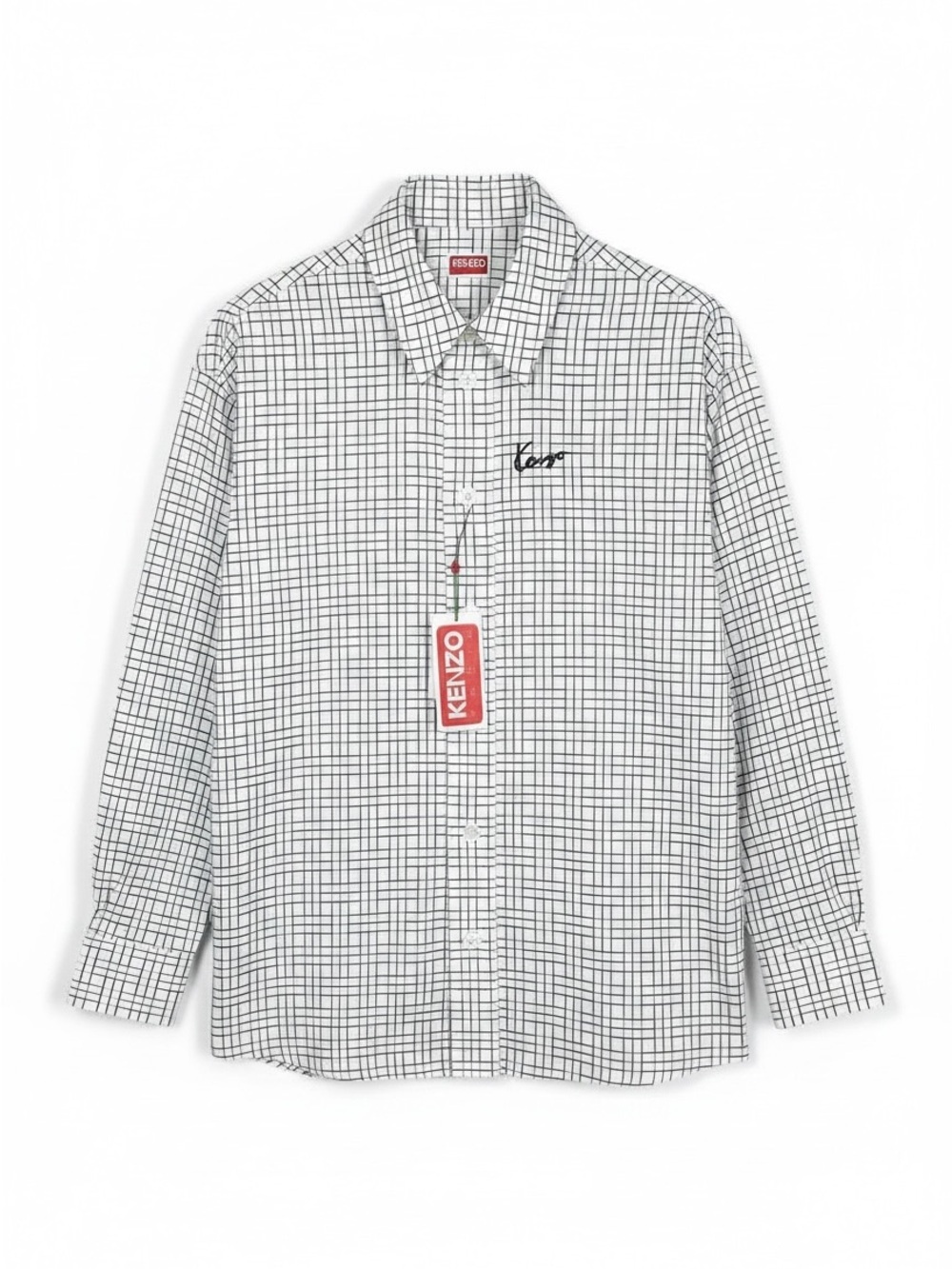 NWT Kenzo by NIGO ‘Weave' Oversized Cotton Shirt in White/Black - S